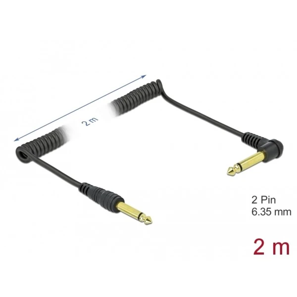 DeLOCK Spiralkabel 6,35mm Mono Klinkenstecker > Klinkenstecker Gewinkelt – Bild 2