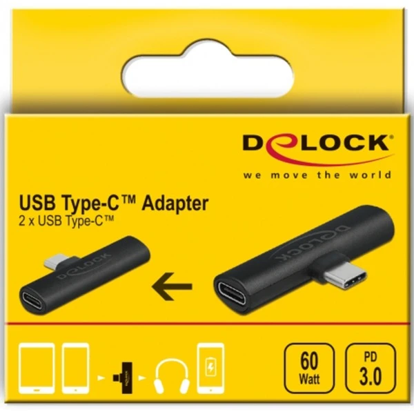 DeLOCK USB 2.0 Adapter, USB-C Stecker 90° > 2x USB-C Buchse 3 DeLOCK USB 2.0 Adapter, USB-C Stecker 90° > 2x USB-C Buchse – Bild 3