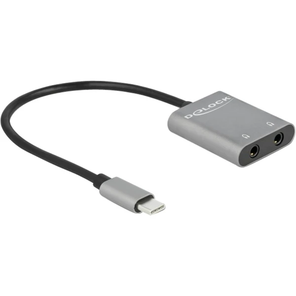 DeLOCK USB 2.0 Adapter, USB-C Stecker > 2x 3,5mm Klinkenbuchse, Splitter & Switches 1 DeLOCK USB 2.0 Adapter, USB-C Stecker > 2x 3,5mm Klinkenbuchse, Splitter & Switches