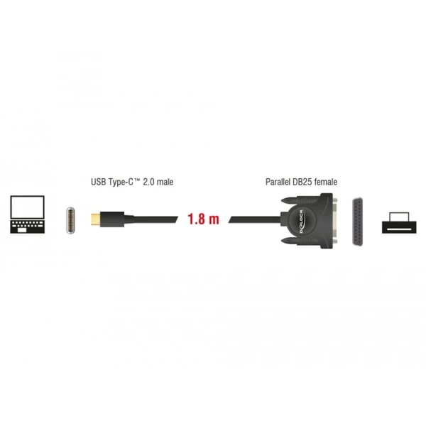 DeLOCK USB 2.0 Adapterkabel, USB-C Stecker > Parallel DB25 Buchse – Bild 3