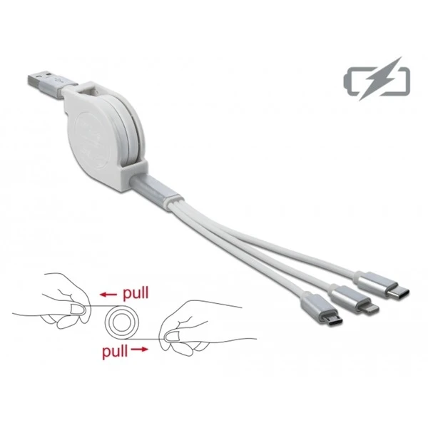 DeLOCK USB Aufrollladekabel, USB-A > Micro-USB + USB-C + Lightning – Bild 5