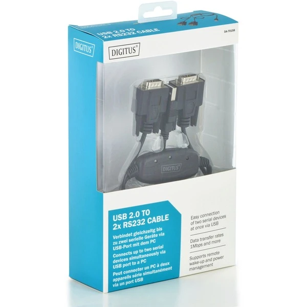 Digitus USB 2.0 Adapterkabel, USB-A Stecker > 2x Seriell RS232 Stecker – Bild 3
