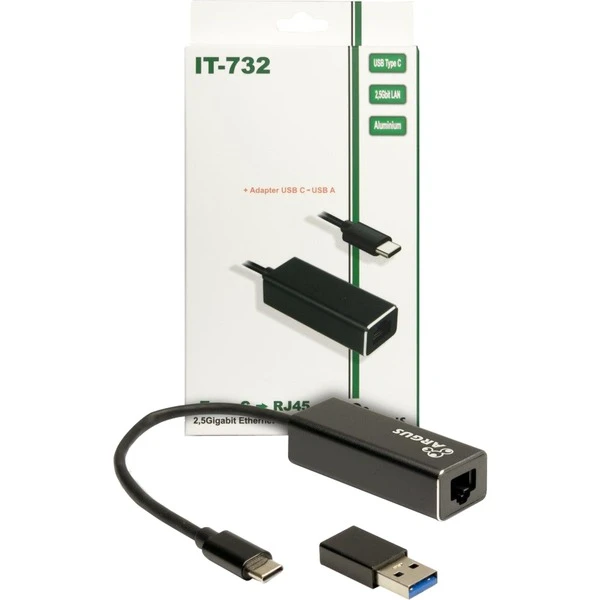 Inter-Tech USB Adapter Argus IT-732, USB-C Stecker > RJ-45 Buchse