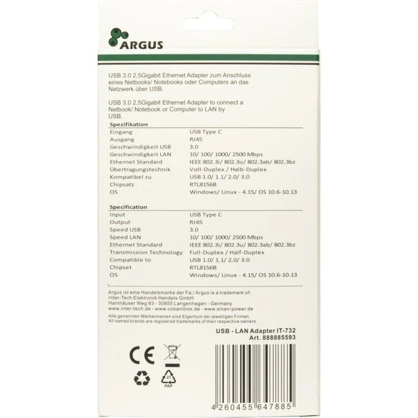 Inter-Tech USB Adapter Argus IT-732, USB-C Stecker > RJ-45 Buchse – Bild 5